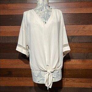 No Brand Tag Peachy Cream V-Neck Women's Blouse